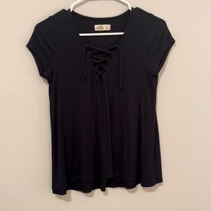 Hollister Lace Up Ribbed Tee